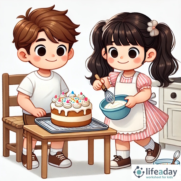 การ์ตูนสำหรับเด็ก ในรูปแบบ นิทานการ์ตูนสองภาษา เรื่อง Big Baking Day หน้า 7